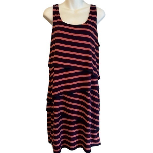 Loft Navy and Pink Stripped Dress - Picture 1 of 6
